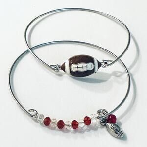 Stack of 2 Red and White Football Bracelets